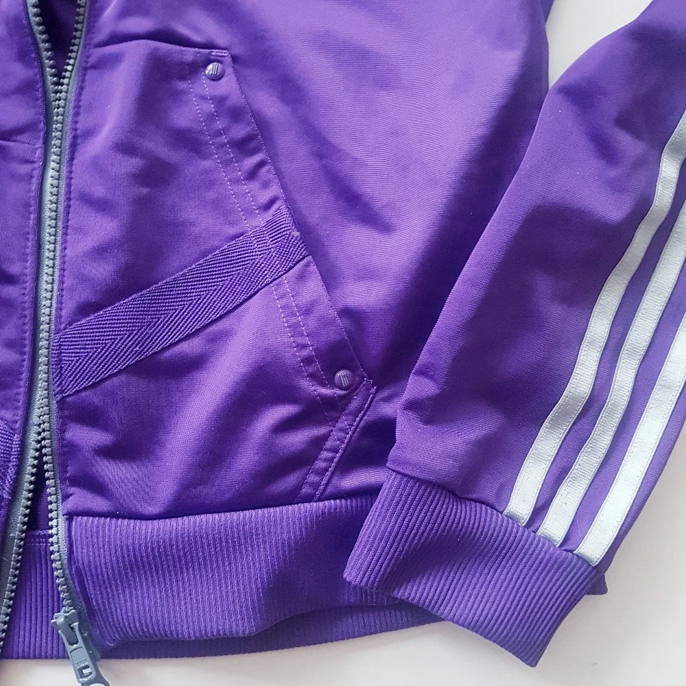 ADIDAS Purple Ruffled Raglan Shoulder Zip-Up Track Jacket - Picture 6 of 13